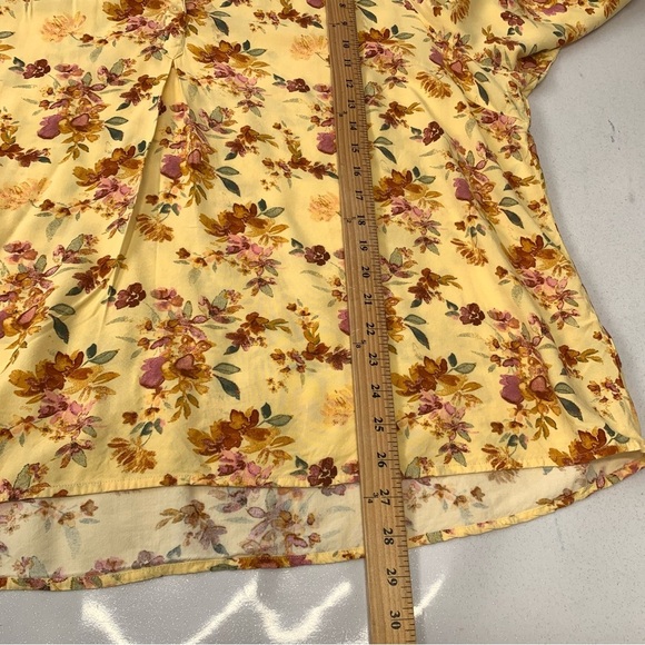 D & Co Top Woman 3X Yellow Floral  Pop Over Lightweight 3/4 Sleeve Casual Work - Picture 10 of 10